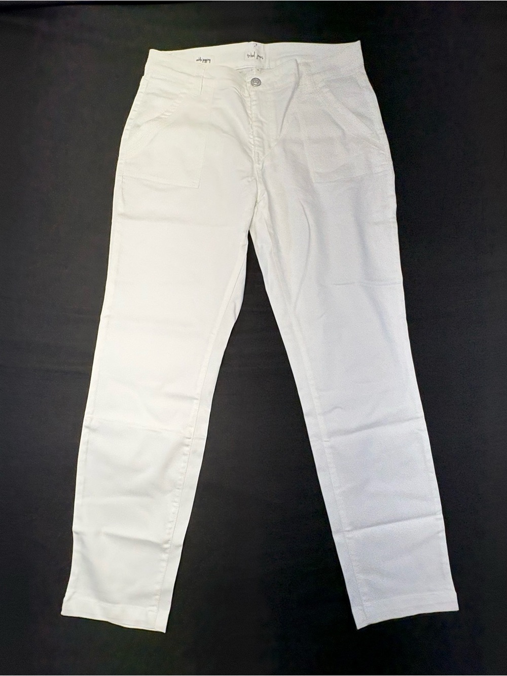 Tribal Fashion White Straight Leg Utility Carpenter Pants M (NWOT)